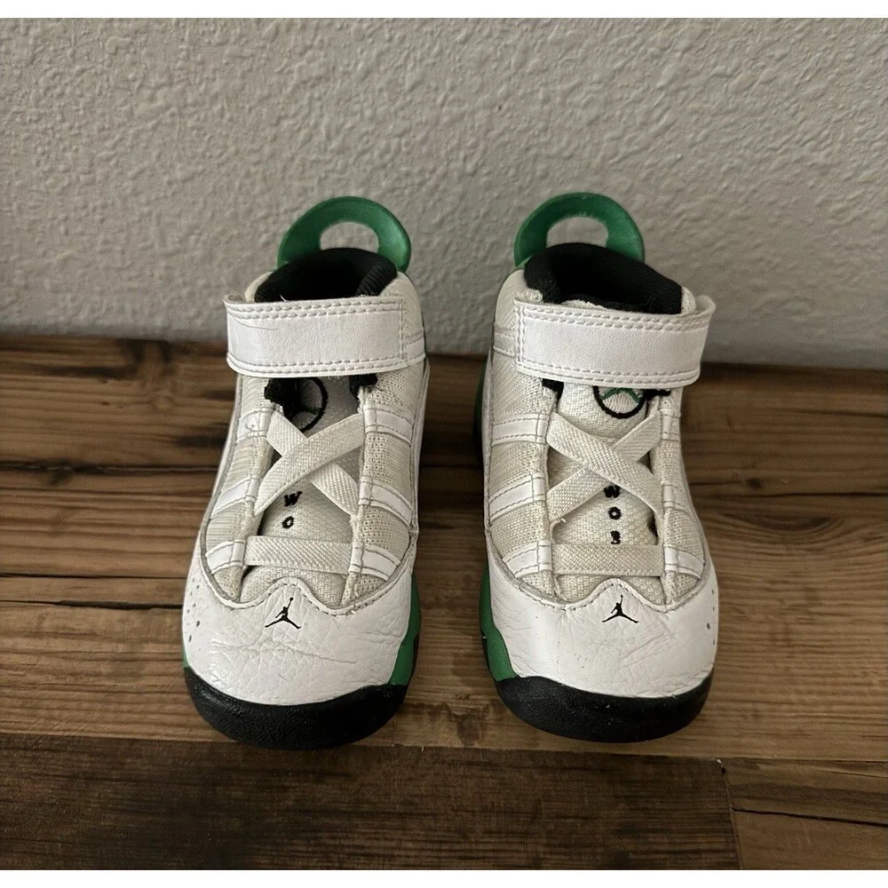 Nike Jordan 6 Rings Toddler White/Green 323420-131 Size 7C Lucky Green